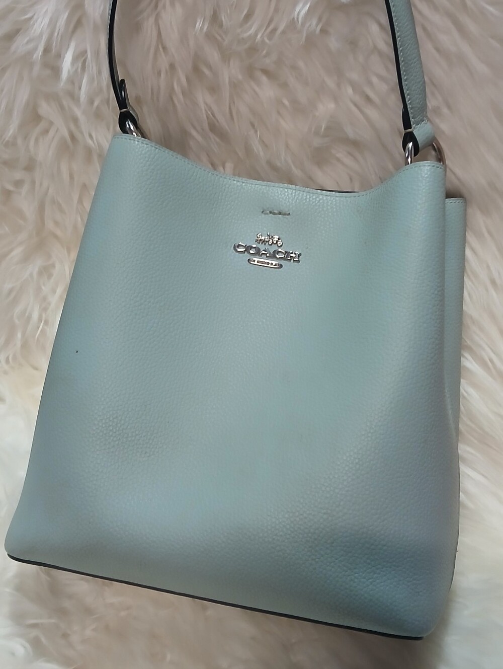 Coach Pebbled Leather Mollie 22 Bucket Bag